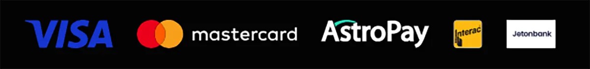 Casino payment methods banner displaying Visa, Mastercard, AstroPay, Interac, and Jetonbank logos on a dark background.