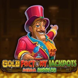 Gold Factory Jackpots Mega Moolah online game logo by Aurum Signature Studios on golden-bet-casino.com