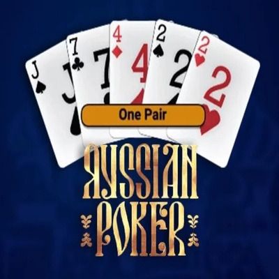Russian Poker slot logo by OneTouch Games at Goldenbet Casino